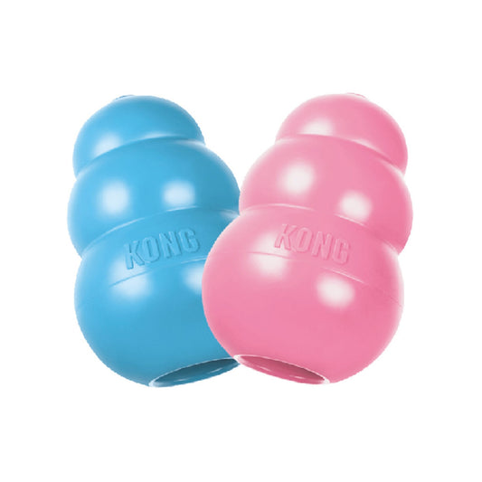 KONG original in either pink or blue enrichment stuffing puppy toy